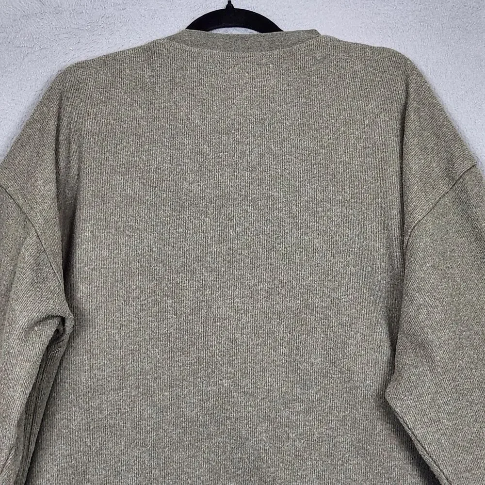 Big Dogs Sweater Mens 2XL Green Stripe V Neck Dog Logo Knit Pullover Casual